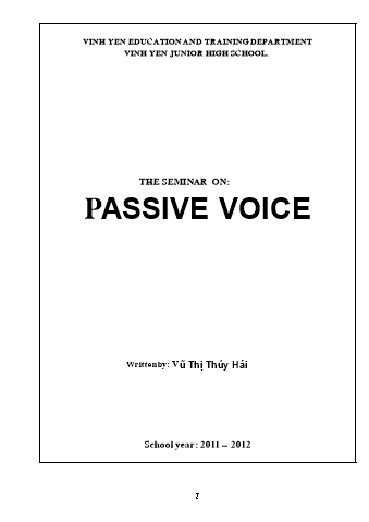 Chuyên đề Passive voice