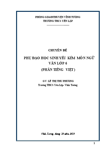 Chuyên đề Phụ đạo học sinh yếu kém môn Ngữ văn Lớp 6 (phần Tiếng Việt)