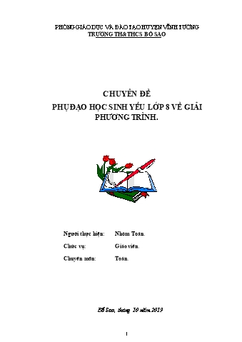 Chuyên đề Phụ đạo học sinh yếu Lớp 8 về giải phương trình Chuyên đề Phụ đạo học sinh yếu Lớp 8 về giải phương trình