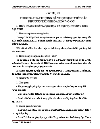 Chuyên đề Phương pháp hướng dẫn học sinh viết các phương trình hóa học vô cơ