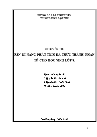 Chuyên đề Rèn kĩ năng phân tích đa thức thành nhân tử cho học sinh Lớp 8