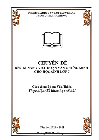 Chuyên đề Rèn kĩ năng viết đoạn văn chứng minh cho học sinh Lớp 7