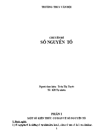 Chuyên đề Số nguyên tố