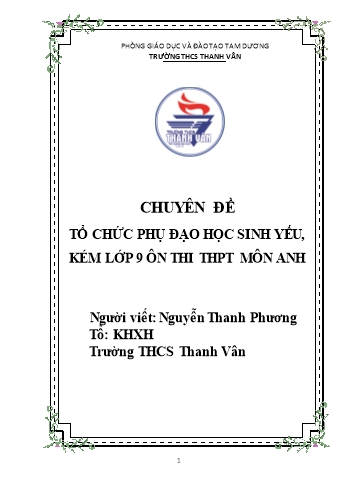 Chuyên đề Tổ chức phụ đạo học sinh yếu, kém Lớp 9 ôn thi THPT môn Tiếng Anh