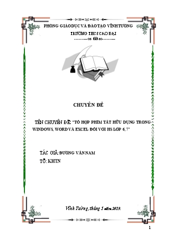 Chuyên đề Tổ hợp phím tắt hữu dụng trong windows, word và excel đối với học sinh Lớp 6, 7