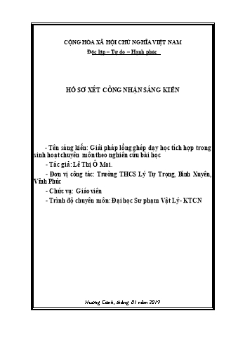 Đơn công nhận SKKN Giải pháp lồng ghép dạy học tích hợp trong sinh hoạt chuyên môn theo nghiên cứu bài học Đơn công nhận SKKN Giải pháp lồng ghép dạy học tích hợp trong sinh hoạt chuyên môn theo nghiên cứu bài học