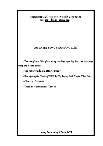 Đơn công nhận SKKN Giải pháp nâng cao hiệu quả dạy học văn bản nhật dụng Lớp 9 theo chủ đề Đơn công nhận SKKN Giải pháp nâng cao hiệu quả dạy học văn bản nhật dụng Lớp 9 theo chủ đề