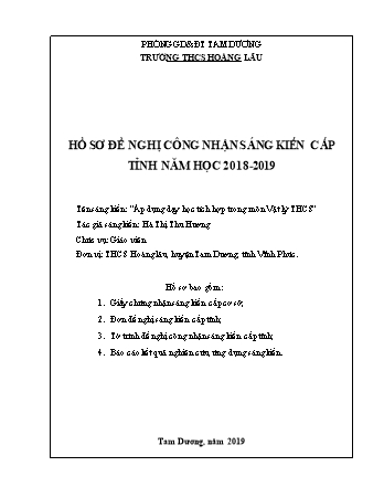 Sáng kiến kinh nghiệm Áp dụng dạy học tích hợp trong môn Vật lý THCS Sáng kiến kinh nghiệm Áp dụng dạy học tích hợp trong môn Vật lý THCS