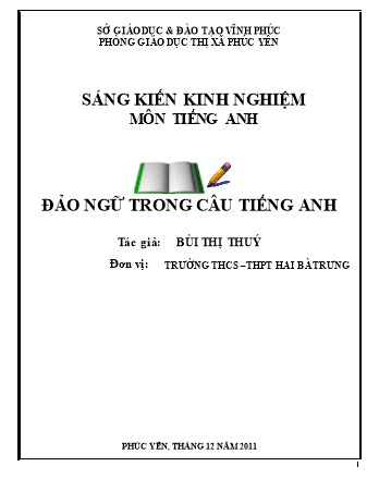 Sáng kiến kinh nghiệm Đảo ngữ trong câu Tiếng Anh