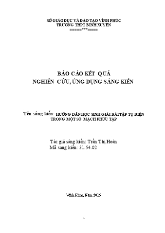 Sáng kiến kinh nghiệm Hướng dẫn học sinh giải bài tập tụ điện trong một số mạch phức tạp