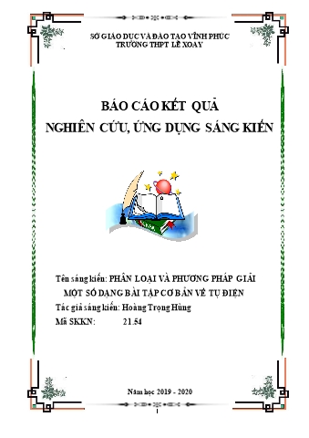 Sáng kiến kinh nghiệm Phân loại và phương pháp giải một số dạng bài tập cơ bản về tụ điện