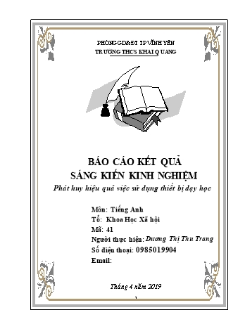 Sáng kiến kinh nghiệm Phát huy hiệu quả việc sử dụng thiết bị dạy học