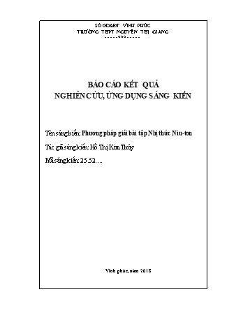 Sáng kiến kinh nghiệm Phương pháp giải bài tập Nhị thức Niu-tơn