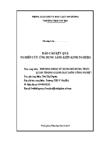 Sáng kiến kinh nghiệm Phương pháp sử dụng đồ dùng trực quan trong giảng dạy môn Công nghệ 7