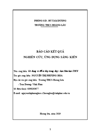 Sáng kiến kinh nghiệm Sử dụng sơ đồ tư duy trong dạy, học Hóa học THCS