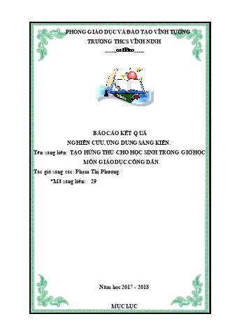 Sáng kiến kinh nghiệm Tạo hứng thú cho học sinh trong giờ học môn Giáo dục công dân