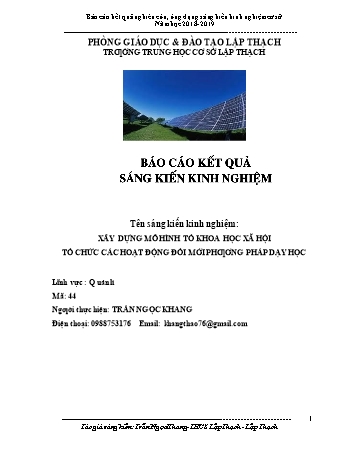 Sáng kiến kinh nghiệm Xây dựng mô hình tổ khoa học xã hội tổ chức các hoạt động đổi mới phương pháp dạy học