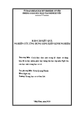 SKKN Cách khai thác mới trong kỹ thuật sử dụng bản đồ tư duy nhằm phát huy hứng thú học tập môn Ngữ văn của học sinh Trung học Cơ sở