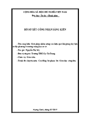 SKKN Giải pháp nhằm nâng cao hiệu quả khi giảng dạy lịch sử địa phương ở trường Trung học Cơ sở