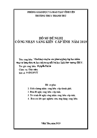 SKKN Vận dụng sáng tạo các phương pháp dạy học nhằm tăng sự hứng thú của học sinh trong mỗi bài học Lịch Sử ở trường THCS